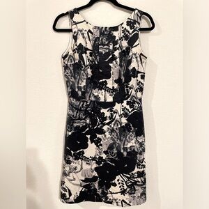 Ann Taylor Women’s Midi Dress Size 2 Black & White Cotton Floral Whimsigoth